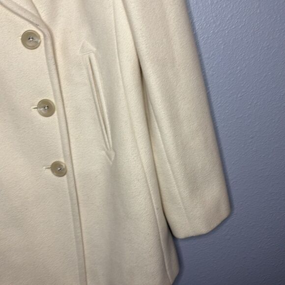Banana Republic Cream Soft Wool Double Breasted Fully Lined Pea Coat Size Medium - Picture 4 of 16